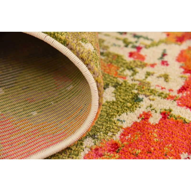 Tapis rose / vert Rizer, Rectangle 10 pi 6 po x 16 pi 5 po