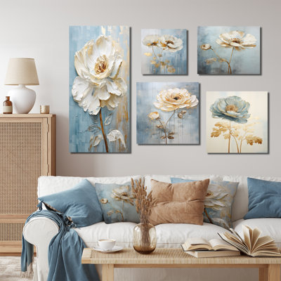 Ranunculus Radiance Treasure I - ensemble d'art mural sur toile Ranunculus, ensemble de 5