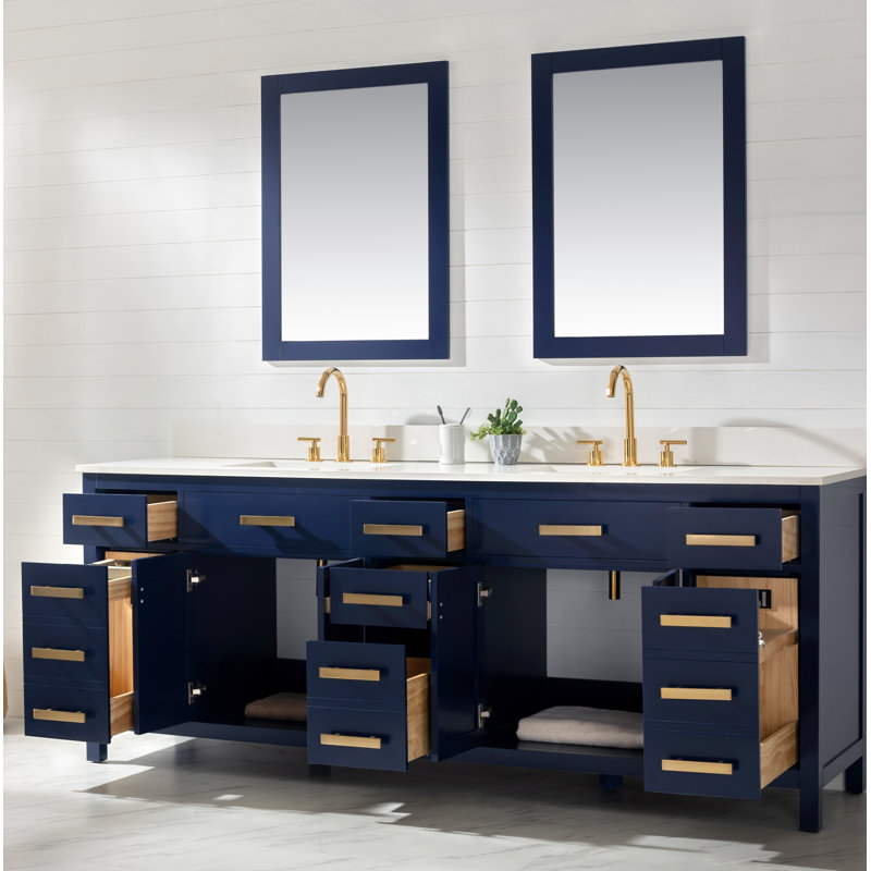 Ensemble de meuble-lavabo double 84 po Binion, Bleu