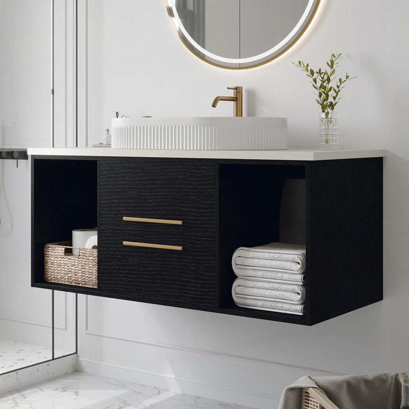 Meuble-lavabo mural 40 po avec lavabo ovale en céramique