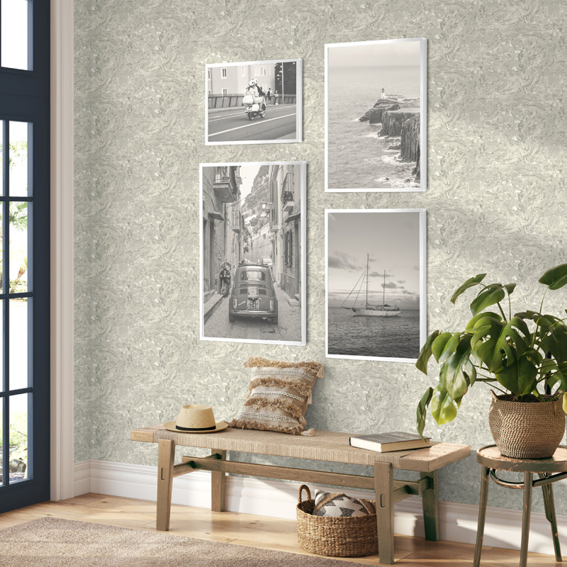 Tommy Bahama Cork Harbor 18' L x 20.5" W Peel and Stick Wallpaper Roll, Silver