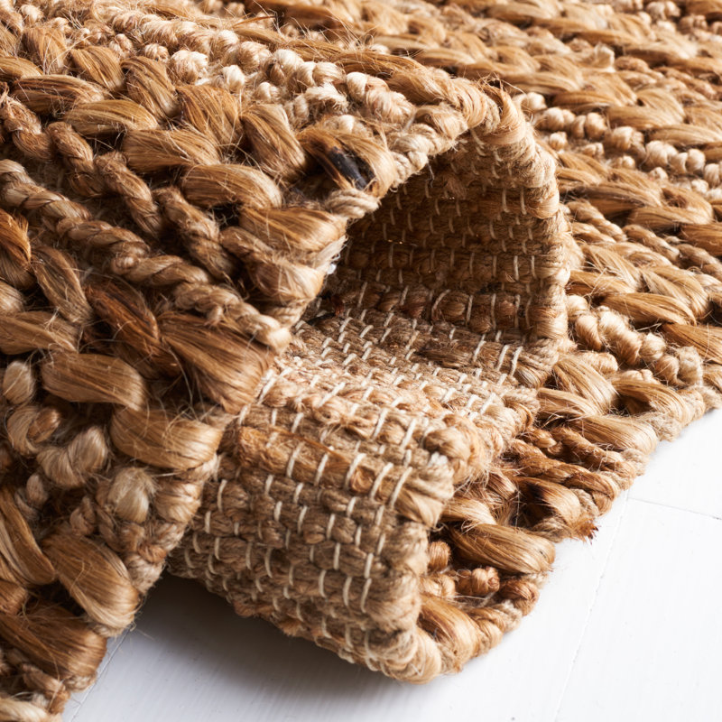 Natural Fiber Hand Woven Jute Striped Rug, Rectangle 6' x 9'