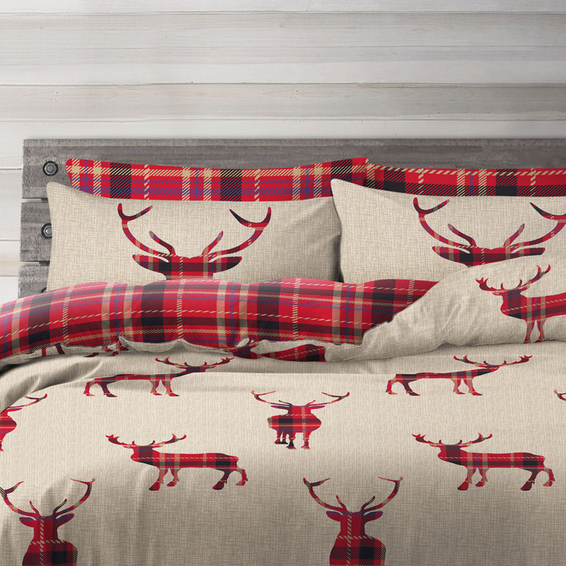 Rasheema Duvet Set, Double - 2 Standard Pillowcases, Classic Stag Check, Natural