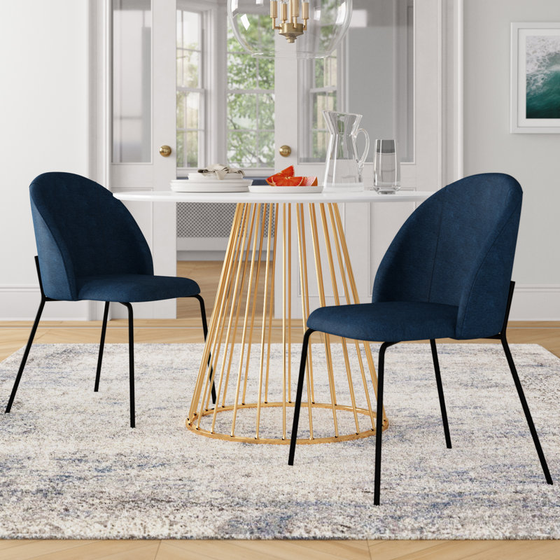Fiddlewood 48cm H Cotton Upholstered Side Chair, Navy Blue