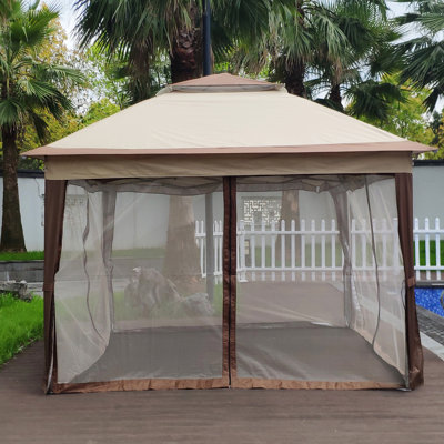 Auvent d'extérieur 11 x 11 pi avec filet à fermeture à glissière amovible