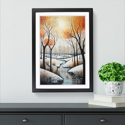 Winter Landscape Modern No.2 - Single Picture Frame Print on Wood