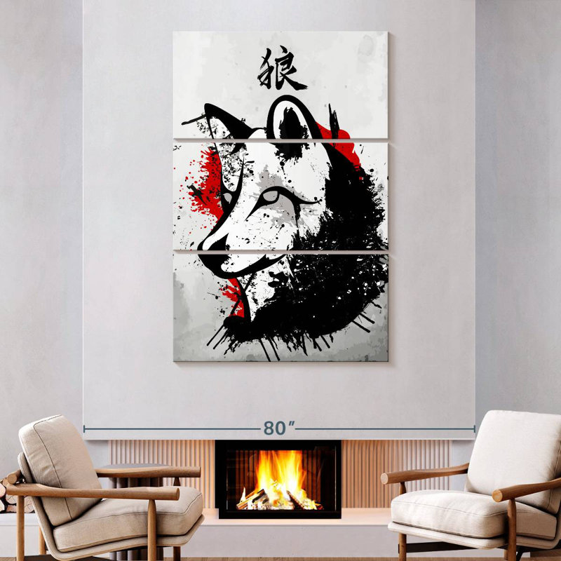 Brampt Japanese Wolf Okami, 74" H x 48" W