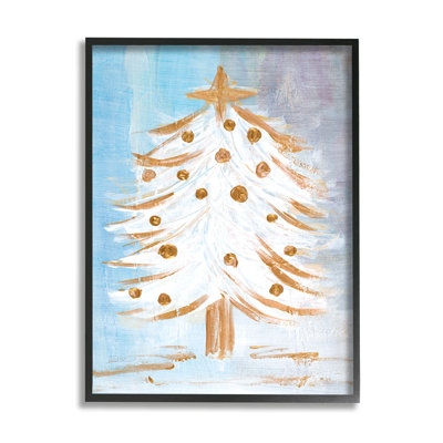 " Festive Christmas Tree Contemporary Winter Snow Forest " by Robin Maria Painting Print