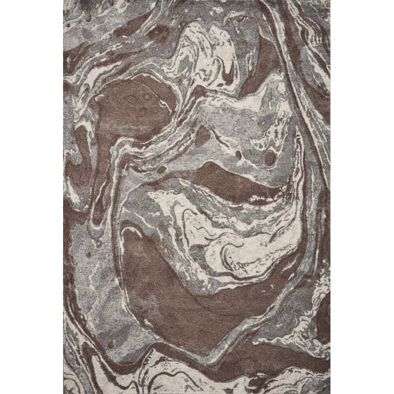 Chaudoin Abstract Machine Woven Rectangle 6'7" x 9'6" Polypropylene Area Rug in Mocha Brown/Beige