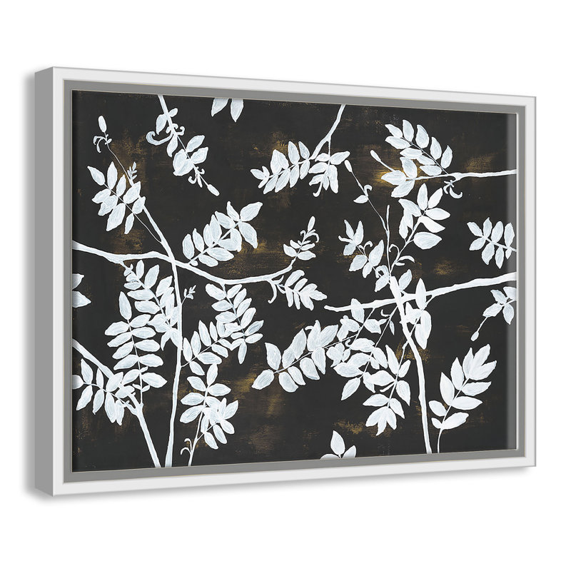«Metallic Blocking Moonlight Forest - Floater Frame», reproduction d'art sur toile, Cadre blanc, H 12 po x l 16 po x P 2 po