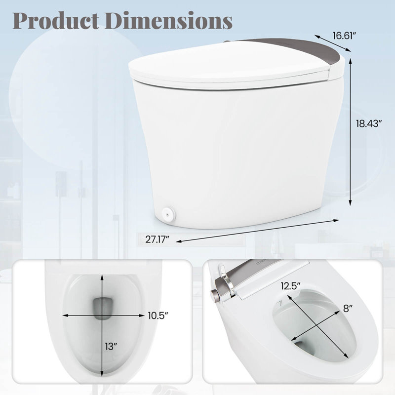 Toilette intelligente avec siège chauffant réglable Gymax