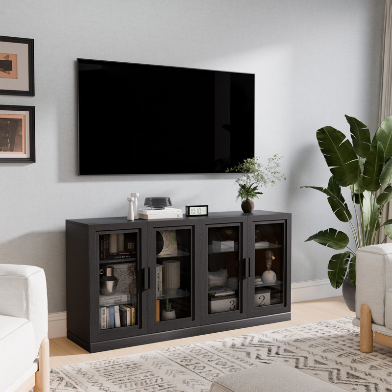 Meuble télé 31 pouces H Farmhouse, H 31 po x l 62 po x P 16 po, Noir