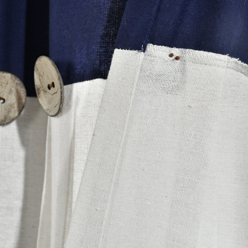 Dark Linen Button Cotton Blend Kitchen Tier Curtains