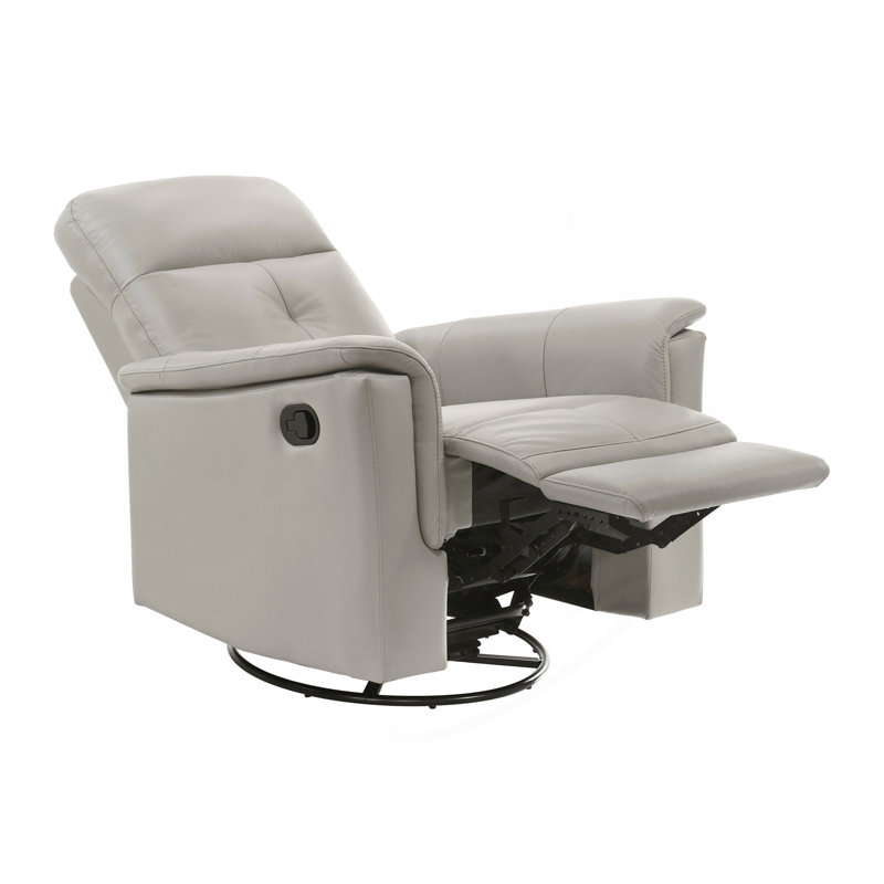 Silver Color Leather Upholstered Reclining Chair Swivel Glider Motion Modern Living Room Furniture Comfort Chair 1Pc
