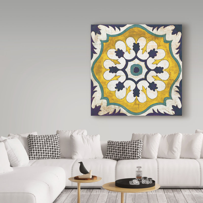 «Andalucia Tiles C Blue and Yellow», impression sur toile tendue, H 14 po x l 14 po x P 2 po