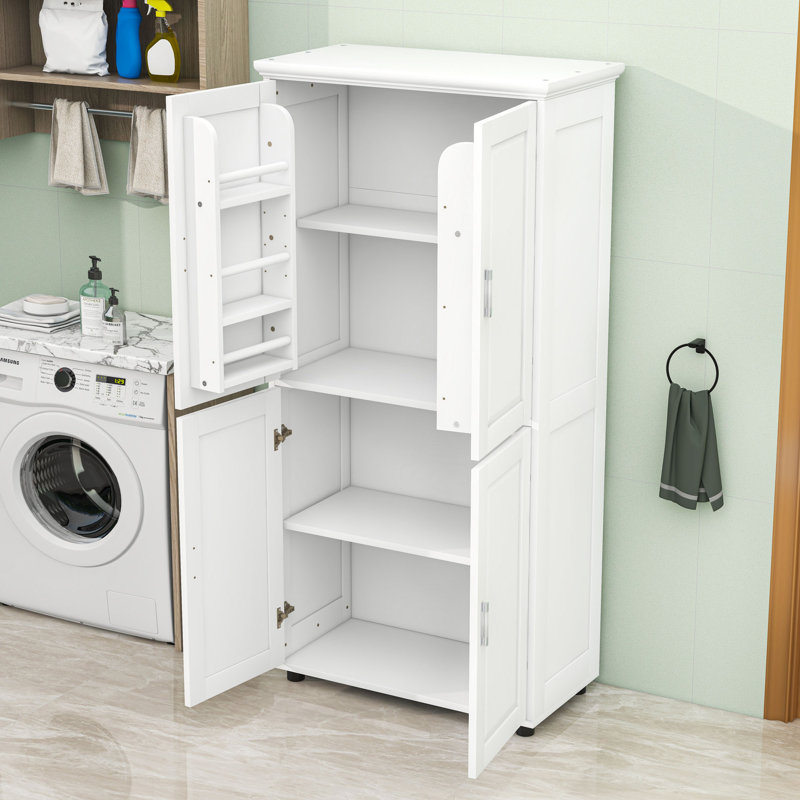 Armoire de rangement pour salle de bain avec 4 portes et tablettes réglables
