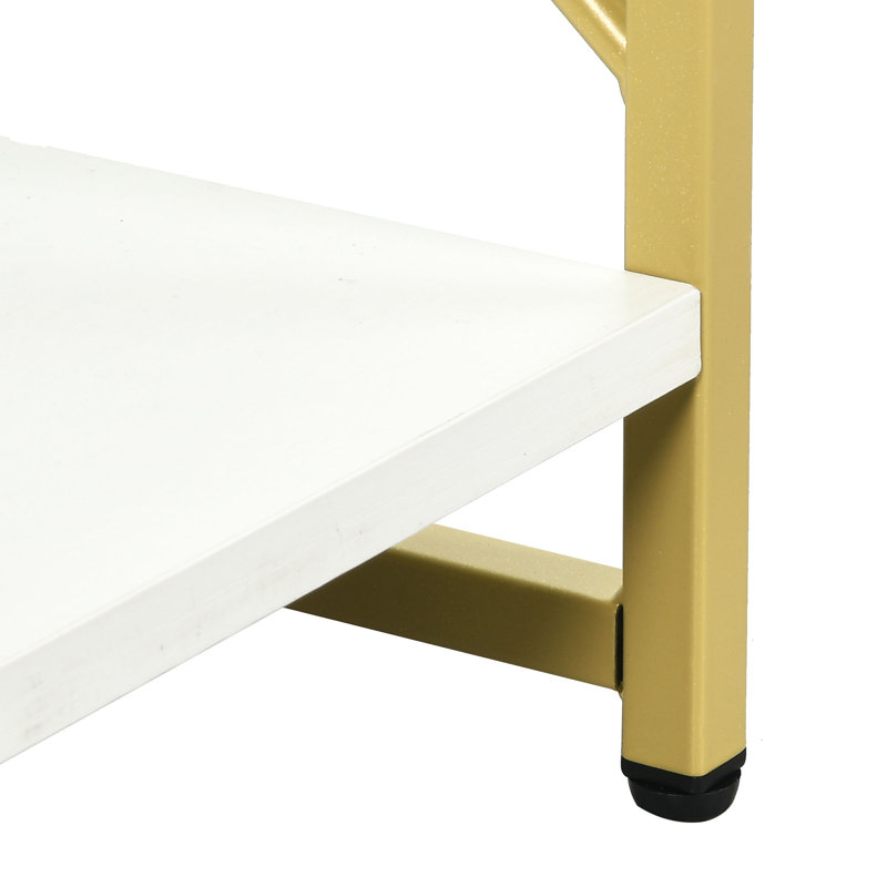 Axtell 69.6" Tall Bookshelf 6 Tier Bookcase, Modern Book Shelf Open Display Storage Rack Shelves, White/Gold