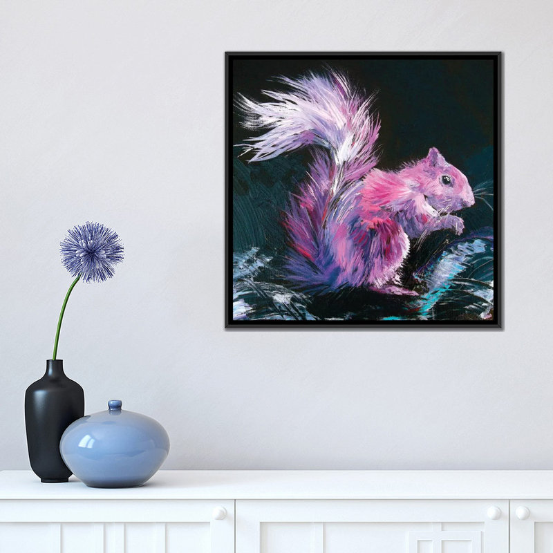 «Pink Squirrel», reproduction sur toile, H 18 po x l 18 po x P 1,5 po, Toile avec cadre flottant noir, Pas de tapis