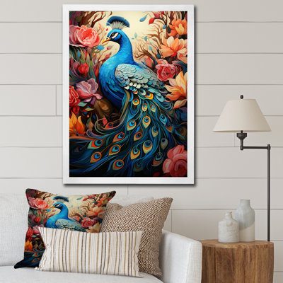 Peacock Gouache I - animaux, art mural sur toile
