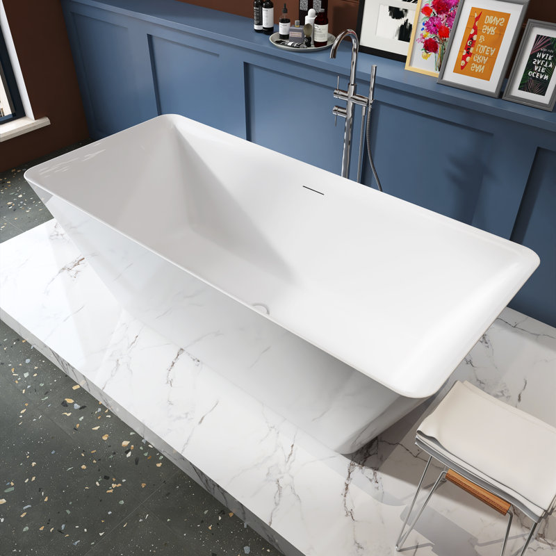 66" Freestanding Soaking Acrylic Bathtub