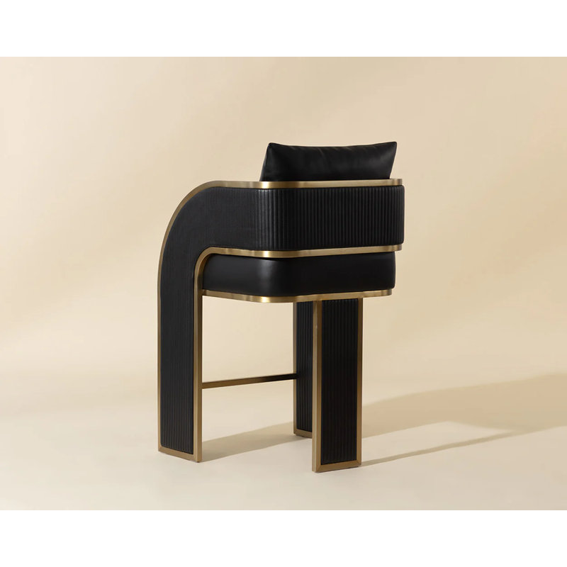 BAZ Upholstered Stool, Black, Counter Stool (26” Seat Height)