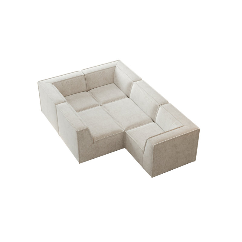 Canapé modulaire moderne en L modulaire, ensemble de canapé de plancher de luxe, Chenille beige