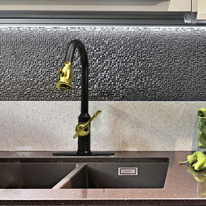 Akicon Pull Down Kitchen Faucet, Black