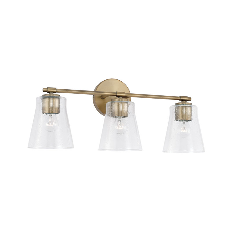 3 - Light Dimmable Vanity Light, Aged Brass