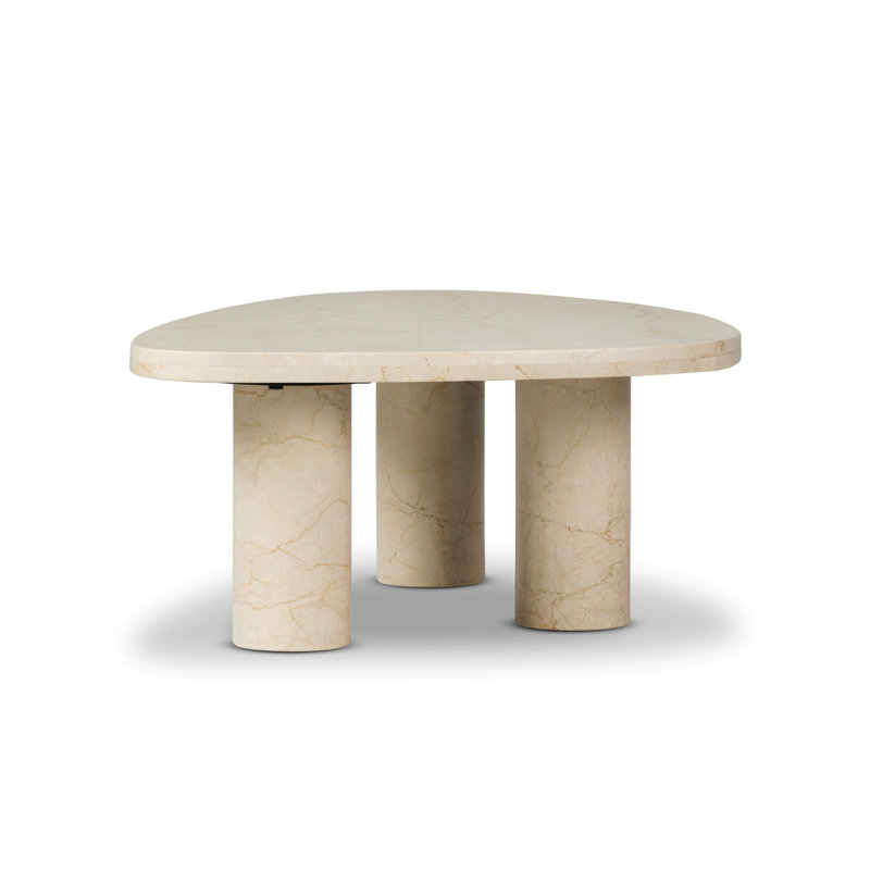 Zion Coffee Table, 15" H x 48" L x 30" W, Cream Marble