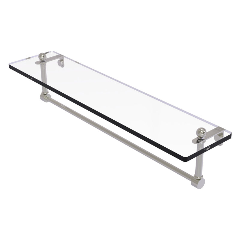 Ballenas Bracket Shelf with Towel Bar, 22", Satin Nickel