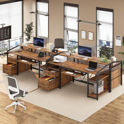 Lucilla Metal Base Computer Desk with Power Outlet