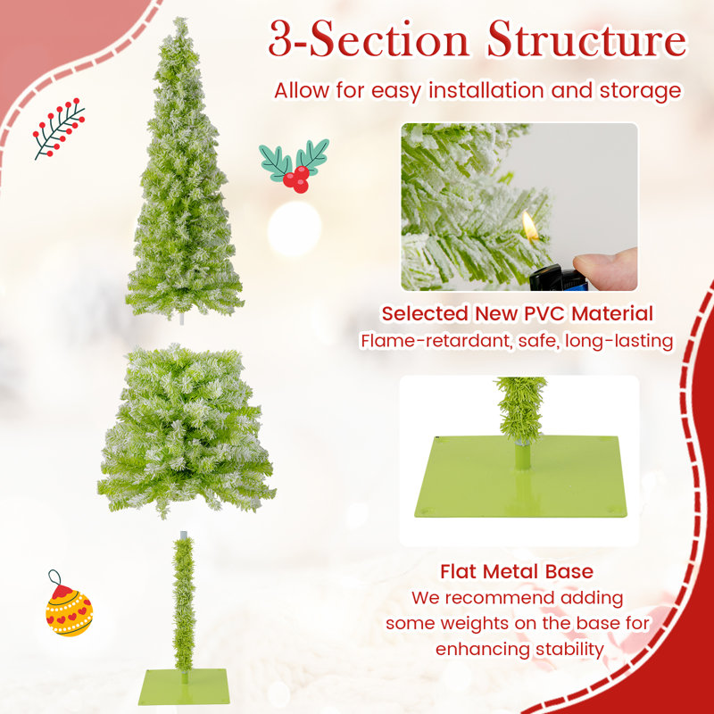  Arbre de Noël artificiel illuminé 6 pi avec plateau pliable, H 6 pi 