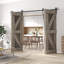 Porte de grange pliable en bois noueux avec quincaillerie Coast Sequoia Embossin-102095717-102095718