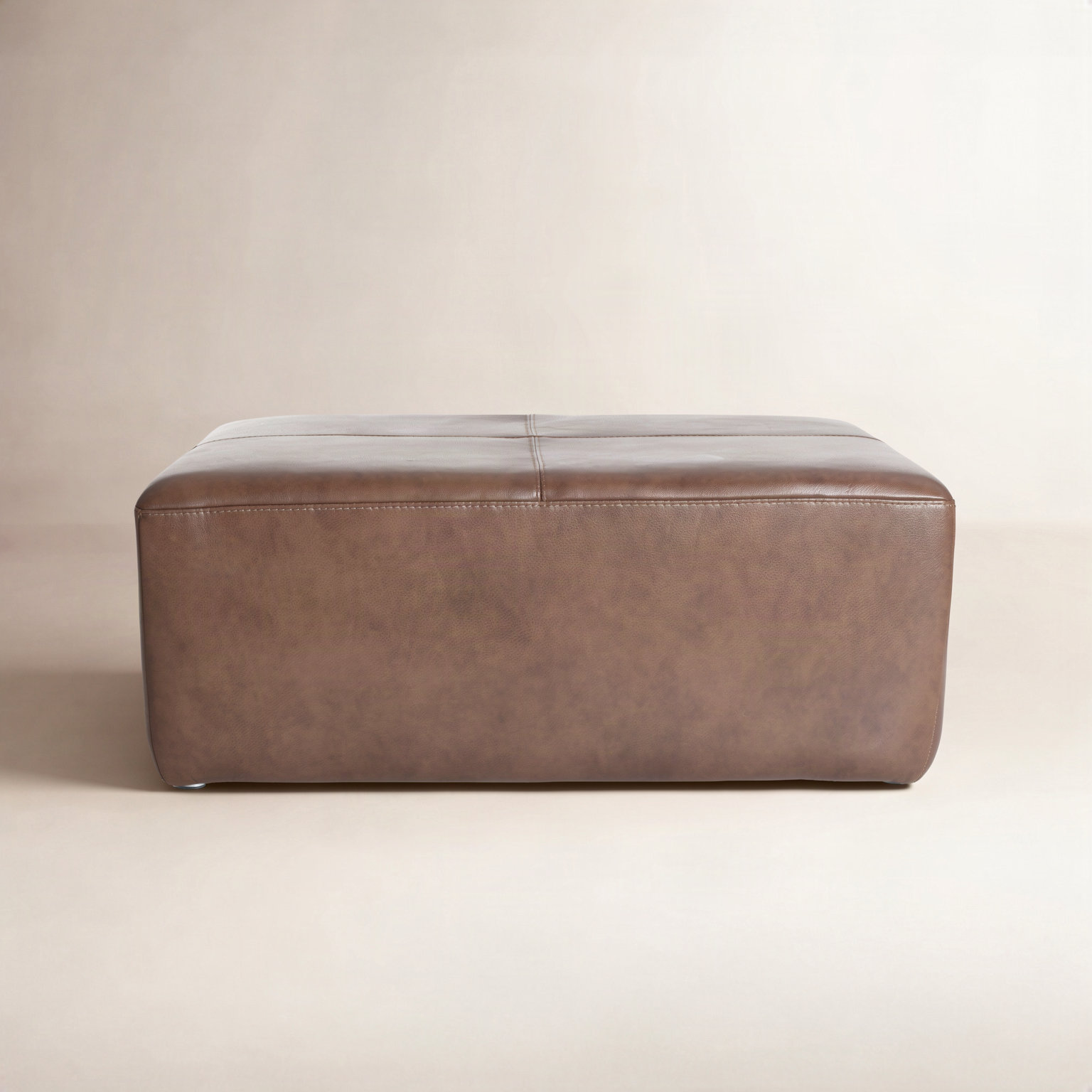 35" Genuine Leather Ottoman, Chestnut Genuine Leather