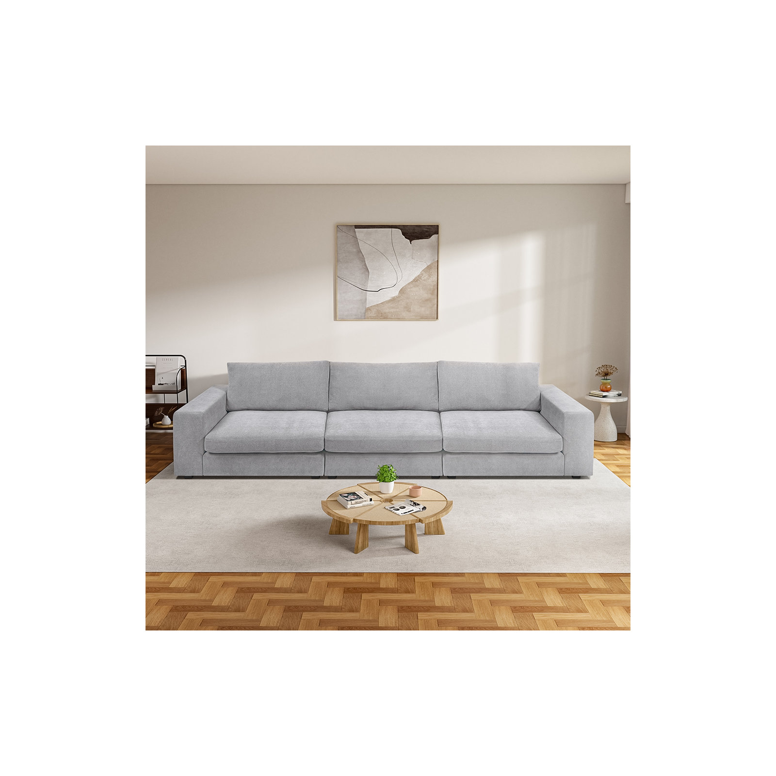 Ojai 140" Upholstered Sofa, Light Gray