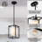 2-Light Dimmable Modern Industrial Square Pendant with White Fabric Cylinder Shades-46220386