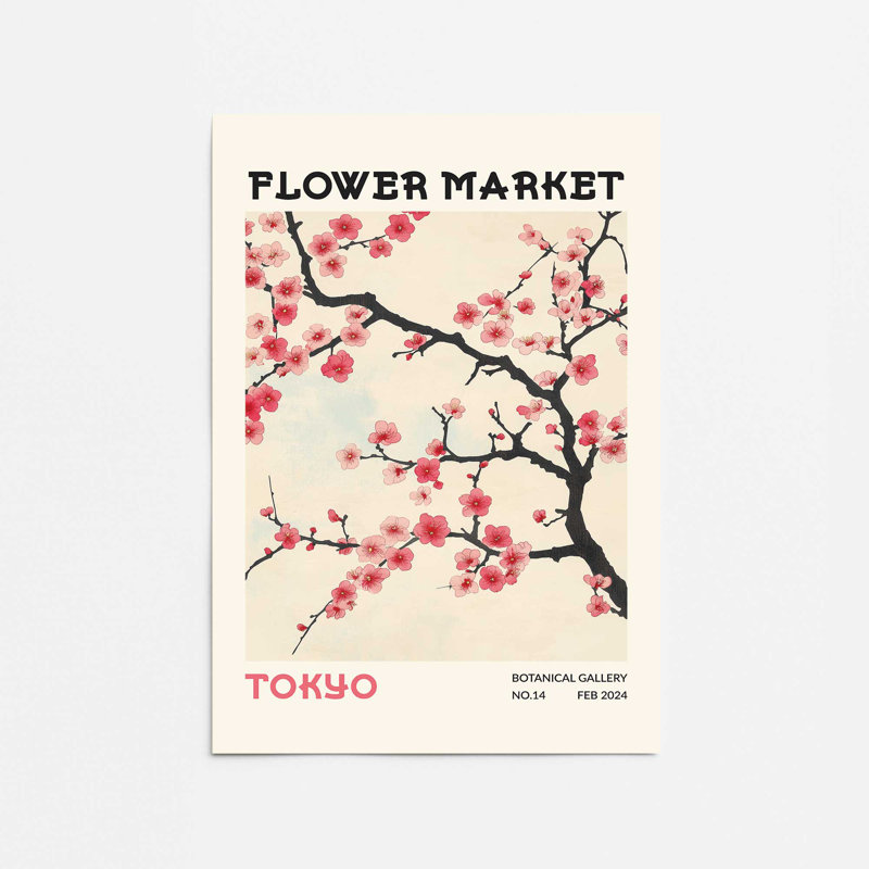 Imprimé du marché aux fleurs de Tokyo, H 14 po x l 11 po x P 0,1 po, Impression sans cadre, Ne s’applique pas