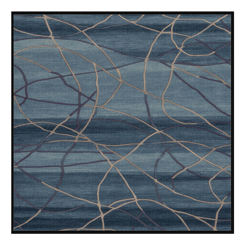 Tapis abstrait gris lavable à la machine, Carré 3 pi