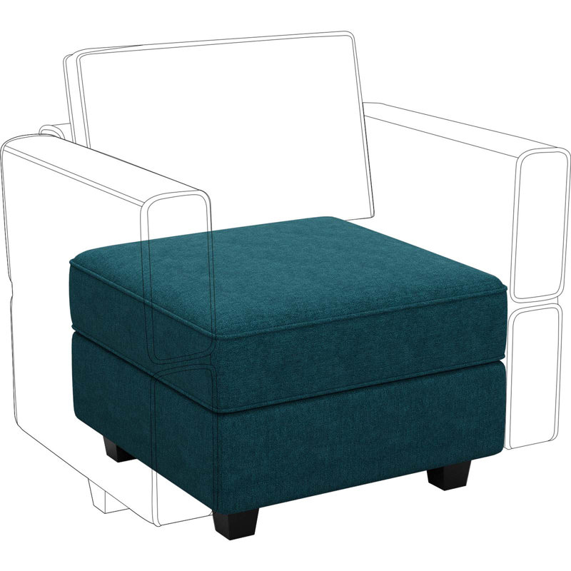 Nairoby 26.4'' Wide Upholstered Storage Ottoman Footstool Module Part for Sectional Sofa, Blue Microfiber
