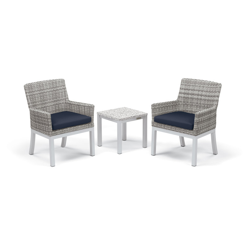 Travira 3 Piece Conversation Set with Cushions, Midnight Blue