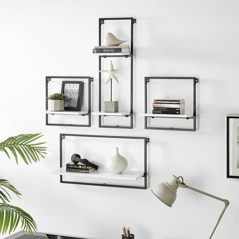 Tablette d'appoint murale Brooksville, Noir / blanc