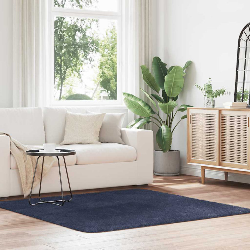 Shaggy Rug High Pile NAVARRA Navy Polyester, Square 160cm