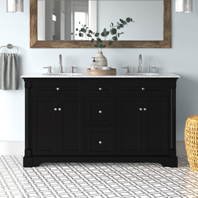 60'' Double Bathroom Vanity with Marble Top