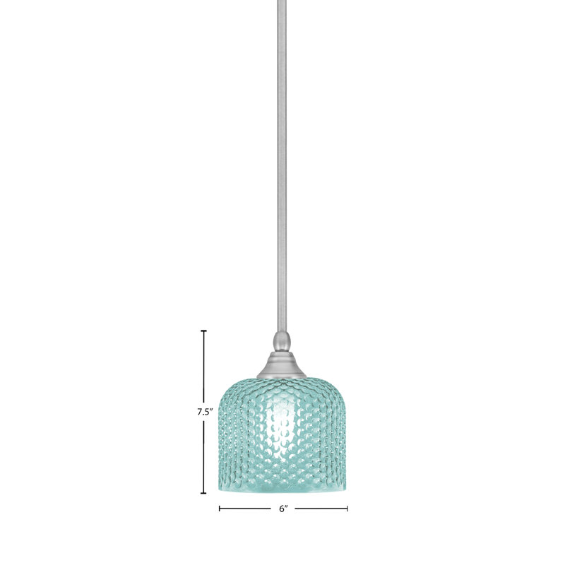 Mini-luminaire suspendu avec tige en verre 6 po, Turquoise