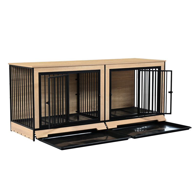 Cage pour chien Xl avec deux pièces, plateau pour un nettoyage facile, structure porteuse et très grand chenil, bouchée