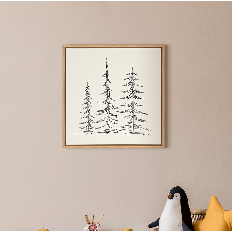 «Minimalist Evergreen Trees S croquis» par The Creative Bunch Studio, reproduction d'art sur toile encadrée, Brun