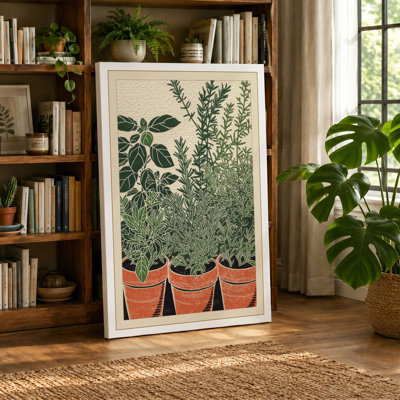Kitchen Herbs in Terracotta Botanical - Wrapped Canvas