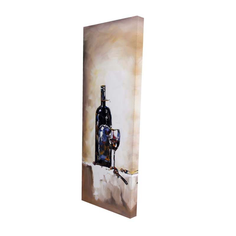 Objet bleu sur toile | Bouteille et verre de vin rouge