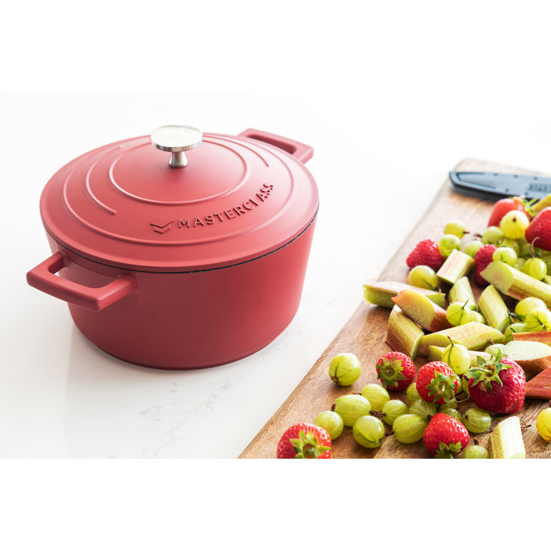 MasterClass Cast Aluminum Round Casserole, Red, 28cm / 2.5L