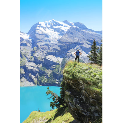 Man Hiker In Switzerland by JurgaR - No Frame Print on Canvas